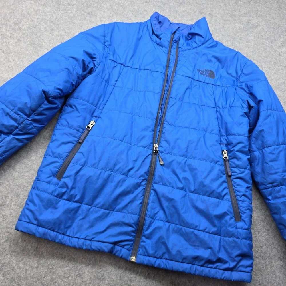 The North Face Mens Blue Quilted Puffer Jacket Full Zip Size Medium